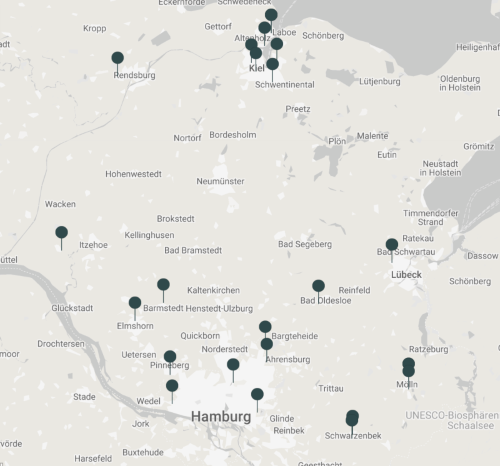 Ausschnitt von der Partnerkarte mit dem Fokus auf Partner-Friedhoefe