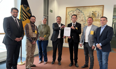 Personen von links nach rechts. Tobias Krull MdL, Dominik Patteé – Landesinnung Sachsen-Anhalt Steinmetz- und Bildhauerhandwerk, Manuela Goohsen – Gartenverband Mitteldeutschland, Dr. Gunnar Schellenberger – Landtagspräsident, Wolfgang Ruland – Obermeister Bestatterinnung Sachsen-Anhalt, André Könnecke – Verband der Friedhofsverwalter Deutschland e.V., Stefan Ruland MdL Foto: Wolfgang Ruland